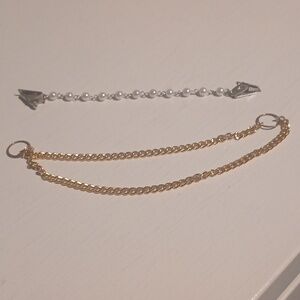 One Vintage faux pearl silver-tone sweater guard, one collar button jewelry